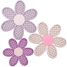3 Pieces Boho Daisy Wall Decor Natural Rattan Flower Wall Hanging Art Wooden ...