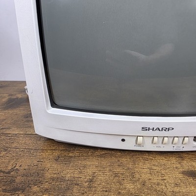 Sharp 13 Inch CRT TV White Retro Gaming 13N-M150B Remote RCA Coax