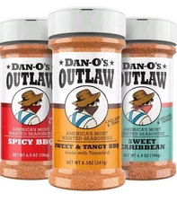 Dan-O's Outlaw 3-Pack: Sweet & Tangy BBQ, Spicy BBQ, Sweet Caribbean Seasonings
