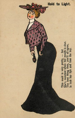 #ad Hold To Light HTL Transparency Postcard Woman Gets Her Mouth In a Cage With Lock $27.19