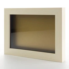 White Wash 4x6 Wood Shadow Box With Gold Acid-Free Backing 5/8 Usable Depth