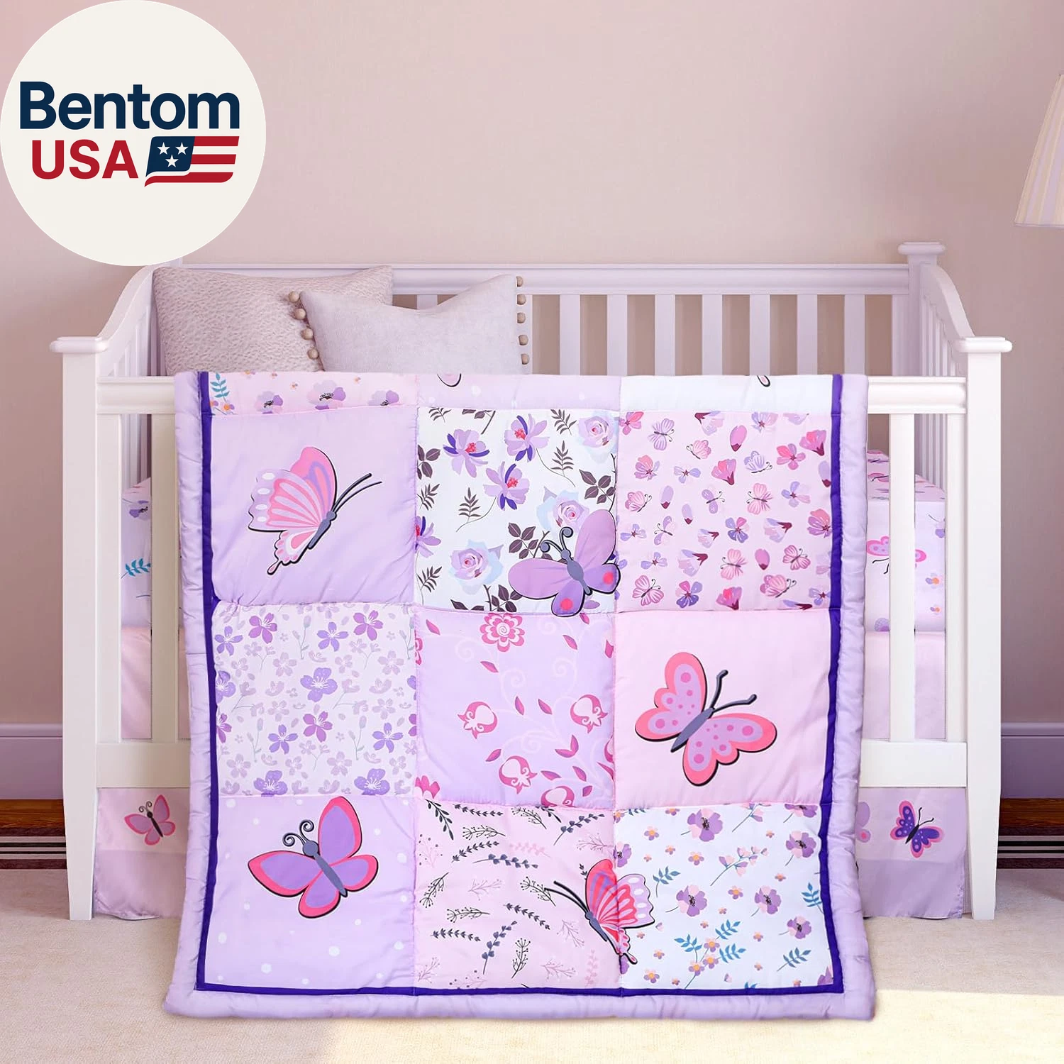 3 Pieces Butterfly Nursery Crib Bedding Set for Girls, Standard Size Bedding Set
Opens in a new wind