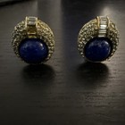 Vintage Christian Dior Faux Lapis Glass Cabochon & Rhinestone 1980s Couture — photo 4