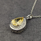 PAJ 925 Sterling Silver Necklace 10mm Yellow CZ Pear Pendant and Earrings Set — photo 3