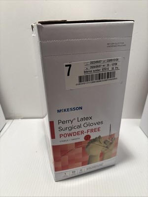McKesson Perry Latex Surgical Glove Standard Cuff Length SIZE 7 / 50 per Box