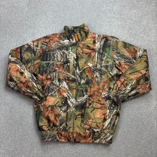 RealTree Jacket Kids Large Brown Workwear Camo Hunting Lined Bomber Coat Youth