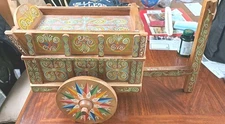 VTG Ox Cart Costa Rica Bar/Storage Hand Painted 24" L × 14" H