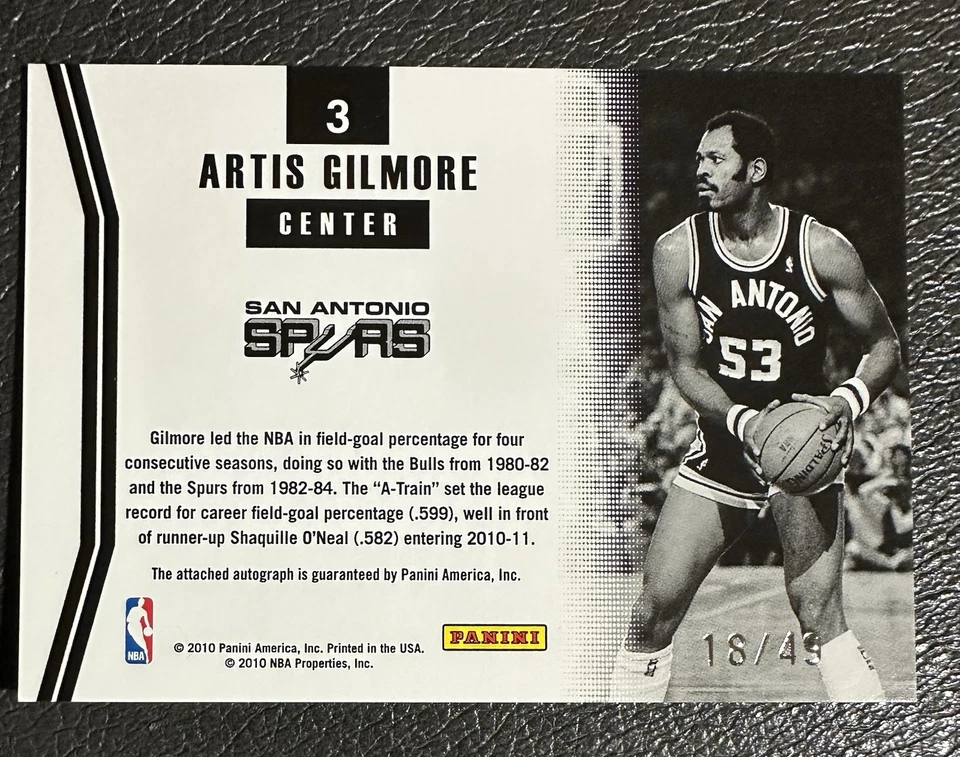 2010-11 Donruss Masters AUTO 18/49 Artis Gilmore #3 HOF Basketball Card - Image 2 of 4
