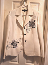 Nipon Boutique white formal blazer jacket chic sequin front sz 8 mint condition