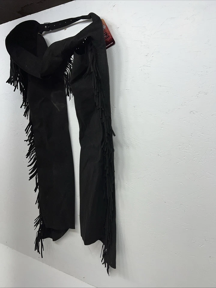New Black Tough 1 Show Chaps With Fringe Adjustable Waist 40” N-32 - Image 3 of 4