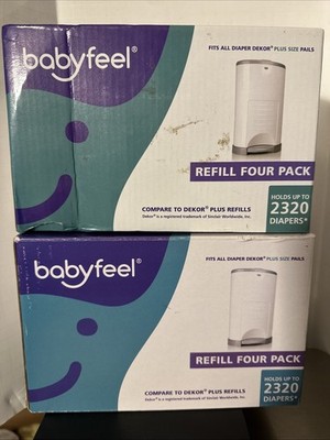 2x Babyfeel Refil Four Pack Holds up to 2320 Diapers Fits Dekor Plus Size -READ-