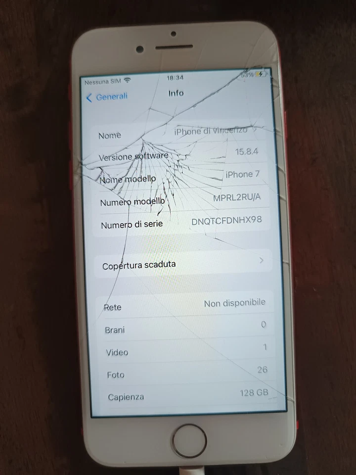 Apple iPhone 7 - 128GB - Rosso (Sbloccato) vetro da riparare o per ricambi - Immagine 4 di 4