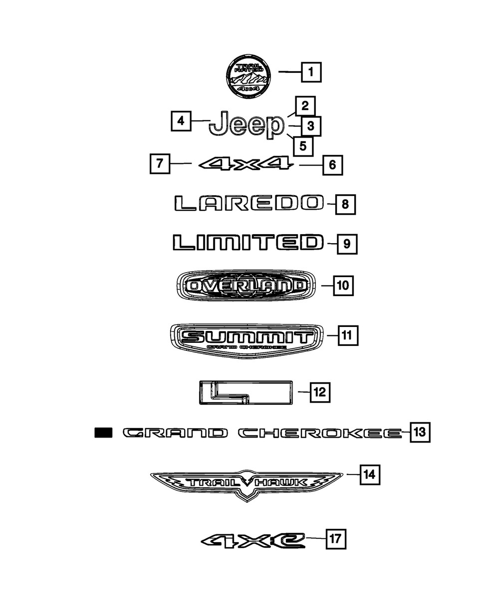 Genuine Mopar Lift-Gate Nameplate 68505907AA