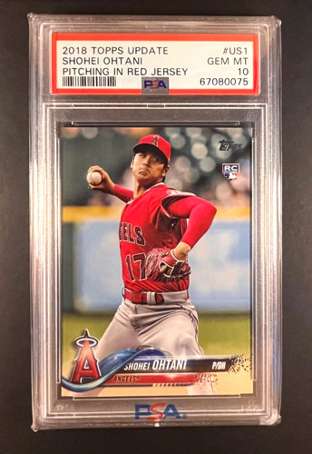 2018 Topps Update Shohei Ohtani Pitching Red Jersey #US1 (RC) PSA 10 GEM MINT