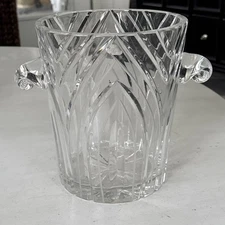 Art Deco Style Cut Crystal Glass Arch Arcs Cuts Champagne Ice Bucket, 9"