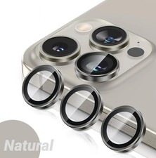 For iPhone 16 15 Pro Max Plus Metal Ring Tempered Glass Camera Lens Protector