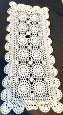 Handmade Crochet Lace Table Runner Vintage White Cotton Floral Doily 30"x12"