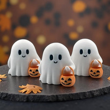 3pcs Halloween Ghost Figurine - Cute Tiny Trick or Treat Ghost, Little Figurine