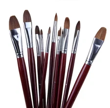 6pcs/Set High-grade Weasel Hair Oil Painting Brush Hazel Shap Row Pen Long Birch