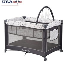Folding Baby Travel Playard Portable Bassinet Easy Setup Mesh Safe Design New