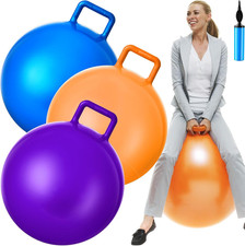 3 Pcs 31 Inch Bouncing Ball with Handle, Outdoors Hopper Jumping Hopping Ball an
