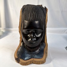 Hand-carved African wooden head bust Heavy