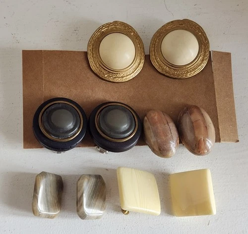 Vintage Bakelite Clip-On Earrings Napier  Costume Jewelry 5-pairs Lot5