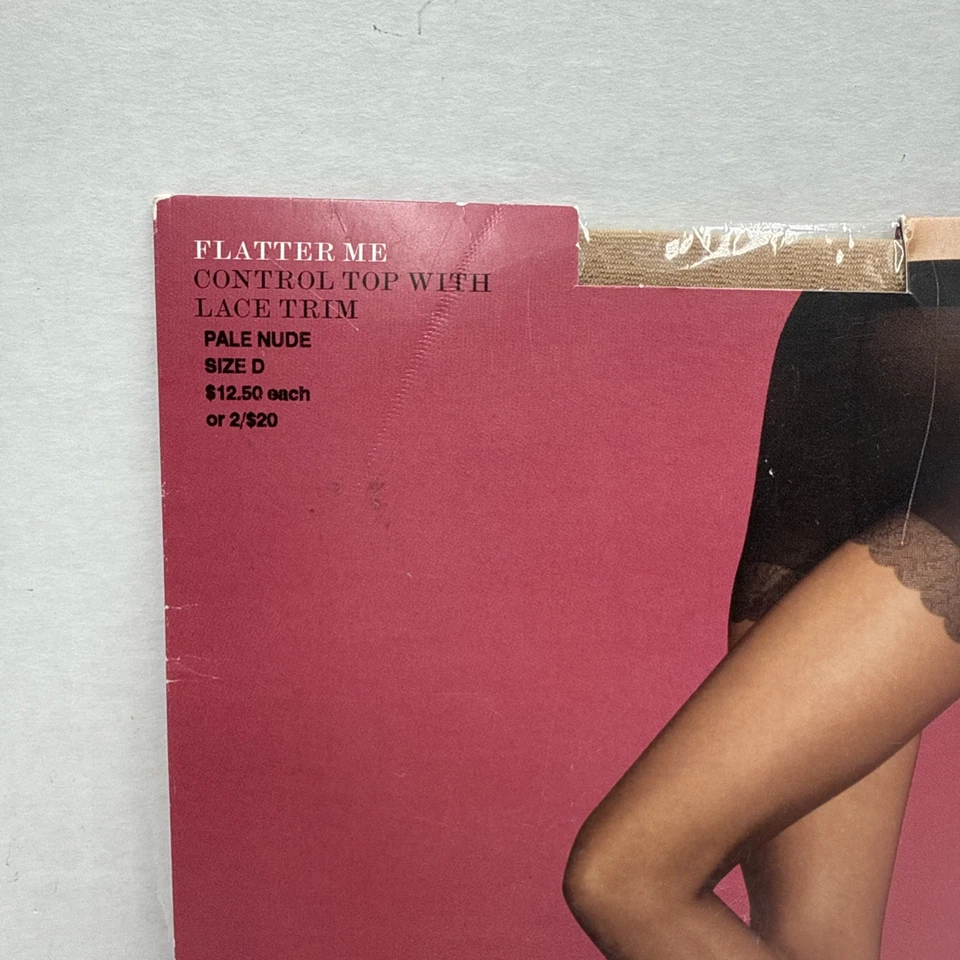 Victoria’s Secret Pantyhose Sexy Little Things~Control Top w/ Lace Trim Size D - Image 3 of 4