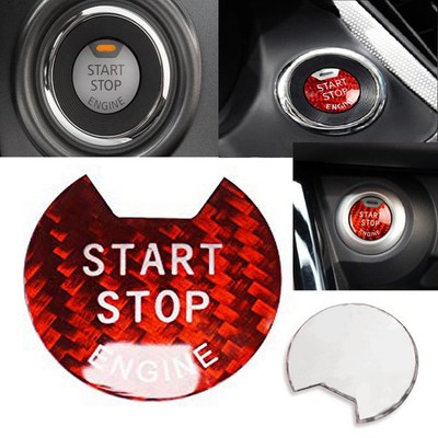 Red Real Carbon Fiber Engine Start Button Cover Fits Murano Pathfinder Rogue