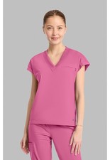 Cherokee Women's Scrubs Dolman V-Neck Top IN00034 TRPK Tropical Pink Free Ship