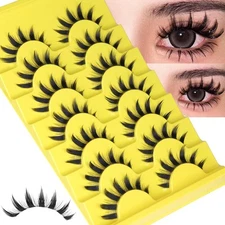 Manga Lashes Natural Eyelashes Spiky False Invisible Band 3D Black 