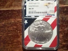 2018  Silver Eagle MS70 Early Release  ~Rare Eagle Banner &  Flag Core ~ Display