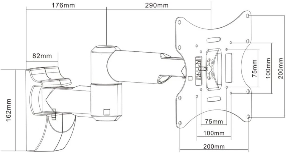 Swing Arm Tilt & Swivel 23 - 43" Fino a 30 Kg Staffa TV - Bianco - Immagine 4 di 4