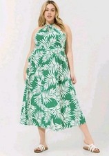 Torrid Tea Length Studio Knit Halter Maxi Dress 2X Summer Floral Graphic NEW