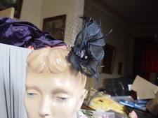 BLACK SINNAMAY , ORGANZA and FEATHER FASCINATOR