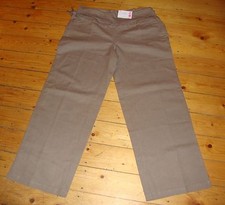 BNWT MATERNITY Taupe Linen Blend Roll Top Trousers US 12 UK 16