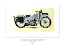 MOTORCYCLE FINE ART PRINT depicting a VELOCETTE LE 1948 Motorbike used by Police
