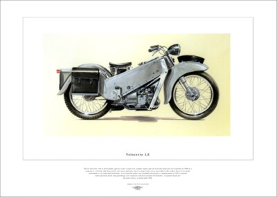 MOTORCYCLE FINE ART PRINT depicting a VELOCETTE LE 1948 Motorbike