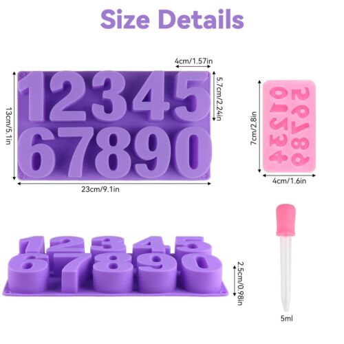 Silicone Mould Numbers Set, 23x13cm Silicone Mould Numbers 0-9, 3D Baking Mould - Picture 2 of 8
