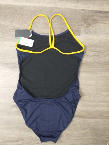 Tyr Chex7A Damen Duarafast marineblau/gold Hexa Ausschnitt einteiliger Badeanzug Größe 36 - Bild 3 von 6