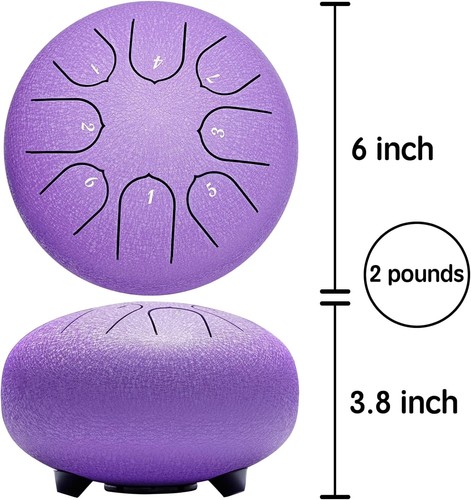 Steel Tongue Drum D Tone Mind Healing Yoga Meditation 10 Inch 11 Note 6 Inch 11N - Picture 9 of 68