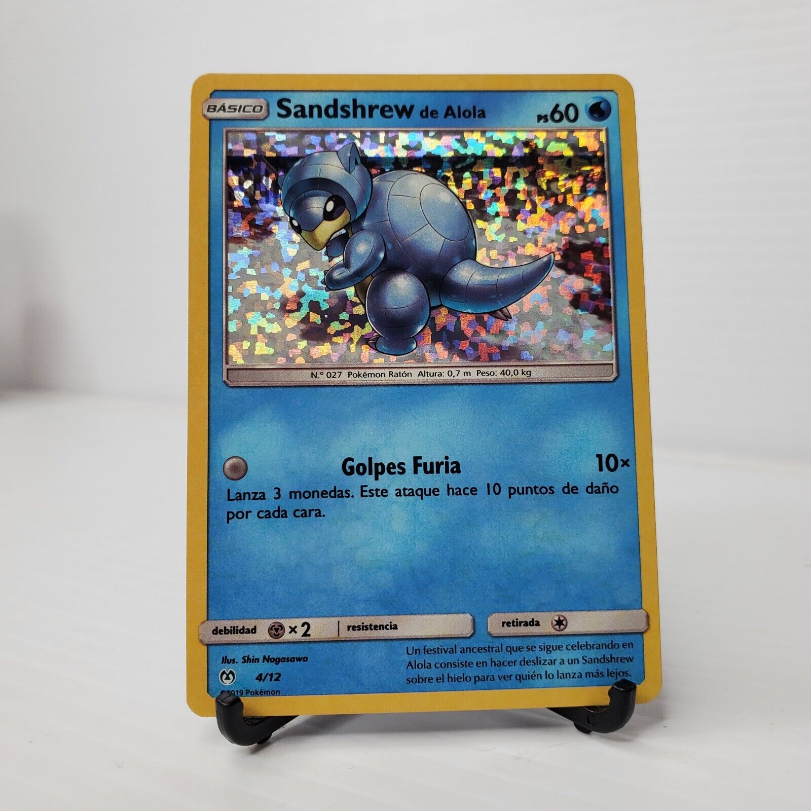 Alolan Sandshrew Pokemon TCG McDonald Collection 4/12  Spanish Rare Shatter Foil