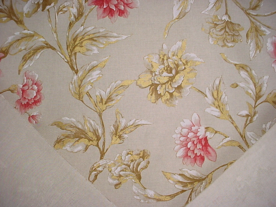 3-7/8Y Mullberry FD252 Gilded Peony Linen Handprinted Floral Upholstery Fabric - Image 4 of 4