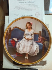 complete-norman-rockwell-bradford-exchange-collector-plate-waiting-at-the-dance