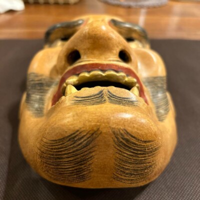 彫刻・オブジェ Wooden Noh Mask Noh Mask Non ed Wood Carving Only Frowning From Japan JP | eBay
