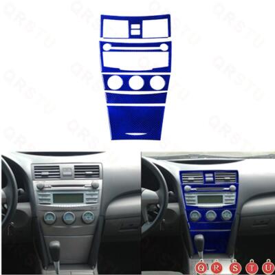Blue Carbon Fiber Manual Climate Control Cover Trim For Toyota Camry  2007-2011