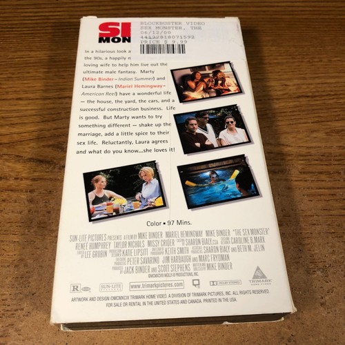 The Sex Monster VHS Movie VCR Video Tape Used Mike Binder Mariel Hemingway - Picture 2 of 6