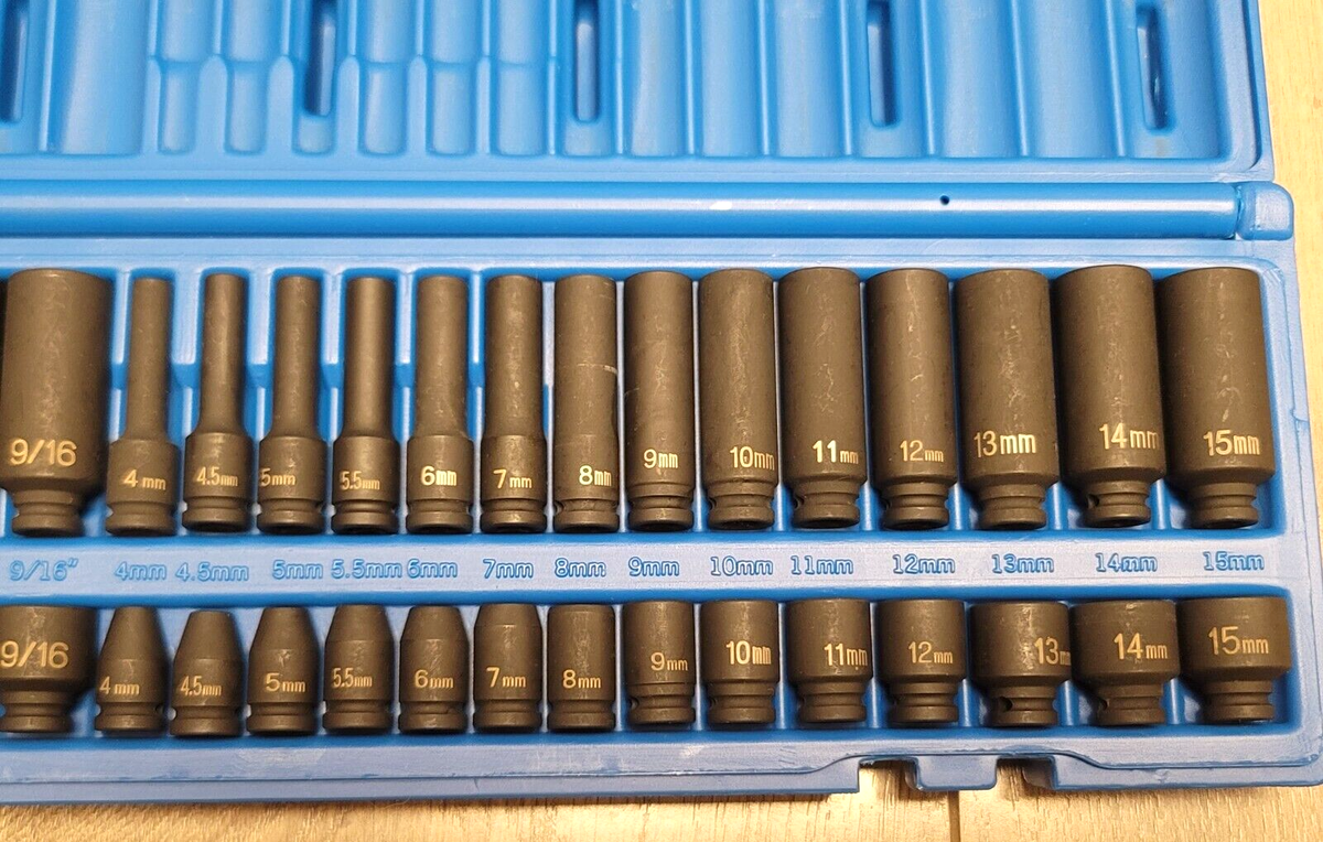 Grey Pneumatic 9748 48-Piece 1/4" Drive Impact Socket Set - Metric & SAE Shallow & Deep
