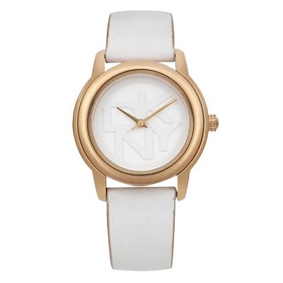 DKNY Rose 38mm Steel White Dial Leather Band Ladies Quartz  display picture 1