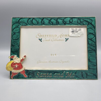 Santa & Me 6'' x 4'' Picture Frame Green Enamel Sheffield Home Jewel Collection